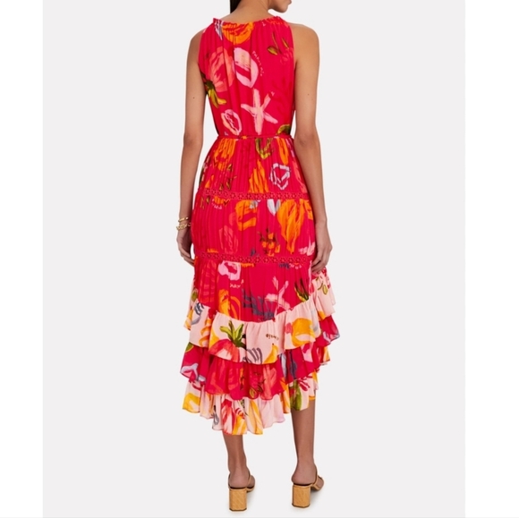Farm Rio mixed fruits asymmetrical ruffled midi dress nwt - Picture 9 of 15